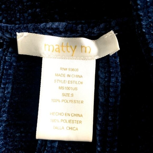 Matty M Longline Chenille Open Cardigan Sz S Blue #12T - Picture 8 of 9